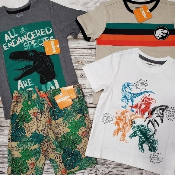 Gymboree Jurassic World Dinosaur Print T-Shirts & Matching Shorts Bundle 4T NWT - Picture 15 of 16